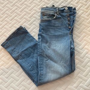 Zara high rise crop baby boot jean